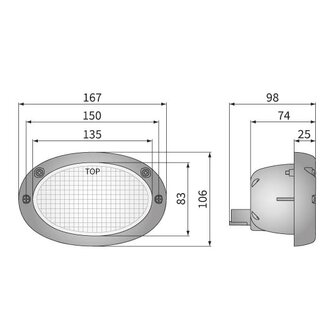 Wesem inbouw werklamp ovaal
