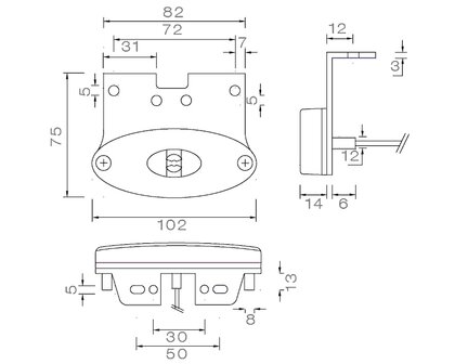 Asp&ouml;ck LED Markeringslamp Flatpoint II 12V + Bevestigingsbeugel