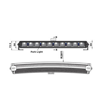 Boreman LED Lightbar Curved + Stadslicht Wit of Oranje 44&quot;