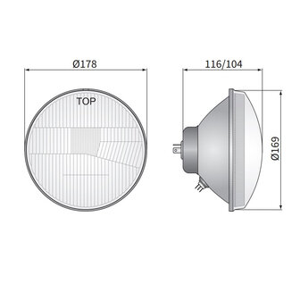 Koplamp Rond &Oslash;178mm H4 Inbouw 7 Inch