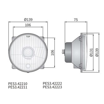 Koplamp H4 &Oslash;139x75 gatafstand 106x106 12V