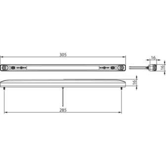 LED Derde Remlicht Rood Lensglas 24V