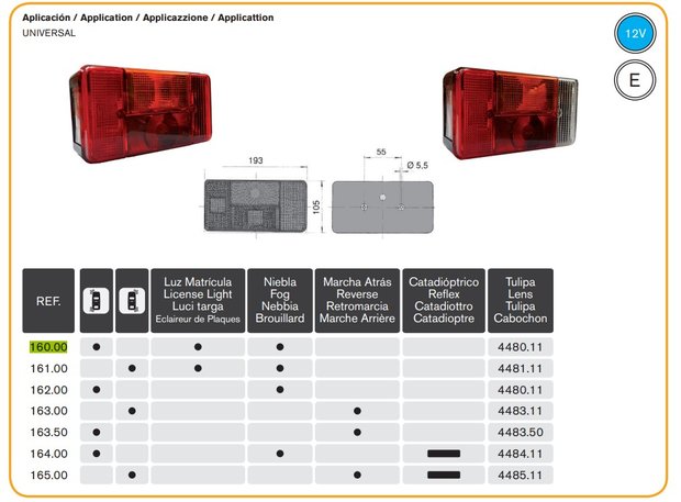 Achterlicht FIAT/IVECO/CITROËN/PEUGEOT/OPEL LINKS