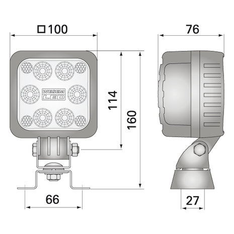 RVS U-beugel werklamp