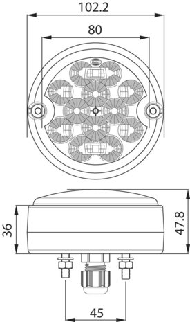 Led Achterlicht Rond 3-functies Opbouw