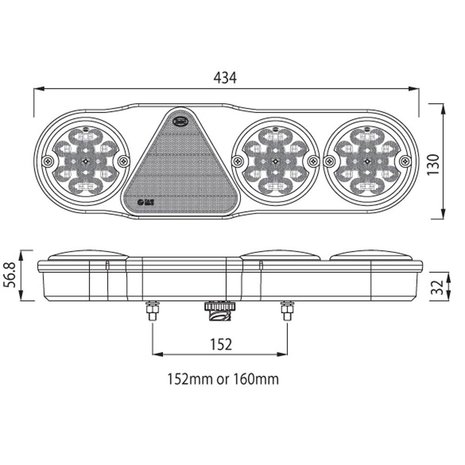 Led Achterlicht 4 Functies + Achteruitrijlicht en Mistlamp Rechts