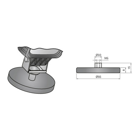 Neodymium Magneet 25KG Rubber M5 schroefdraad