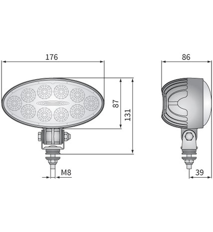 LED Werklamp Breedstraler 4000LM + AMP Faston afmetingen