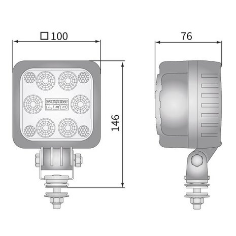 LED Werklamp Verstraler 1500 Lumen 48V + Deutsch DT