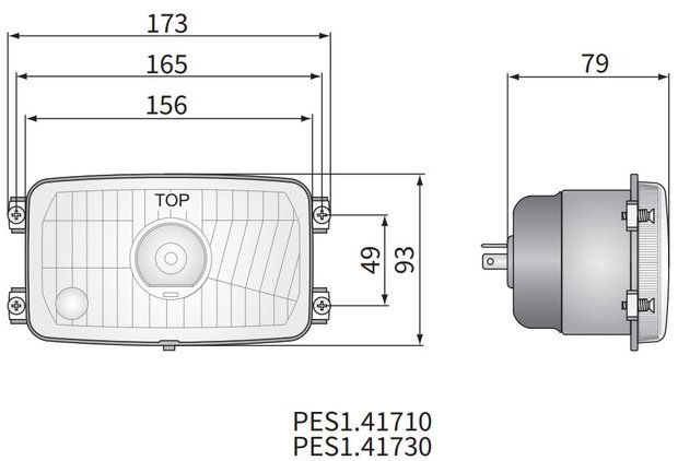 Koplamp H4 173x93x79 Incl 12V Lamp