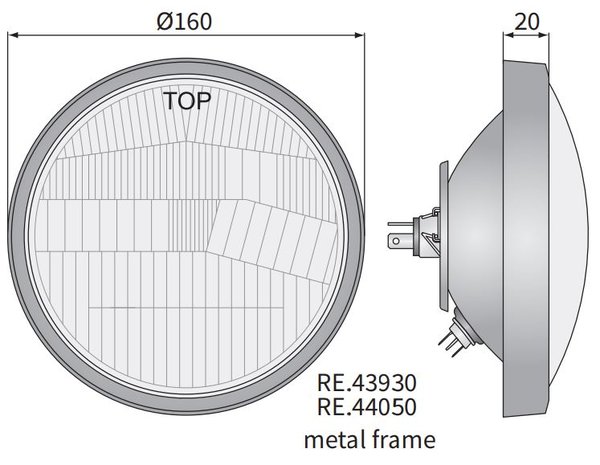 koplamp H4 Ø160x70 + Metalen Frame