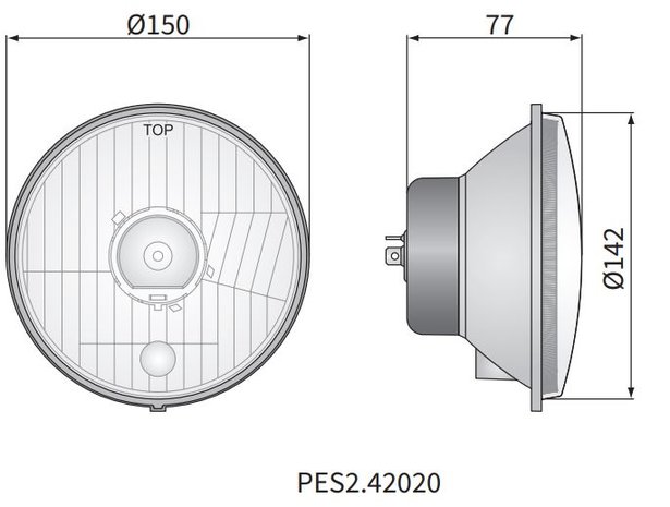 Koplamp H4 Ø150x77 Metalen Behuizing