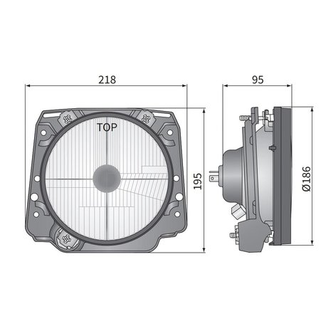 Koplamp VW Golf II, Lampglas: Ø186mm