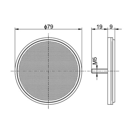 Reflector Rond M5 Bout Ø79mm Rood