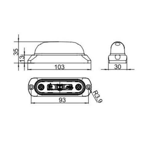 Horpol LED Markeringslamp Wit Ovaal + Rubber Opbouw LD-377