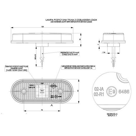 Horpol LED Achtermarkering Rood 12-24V LD 634