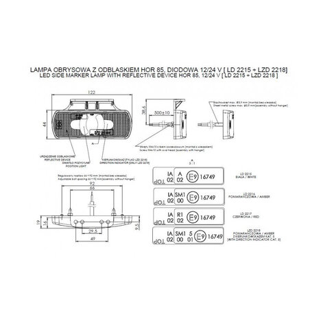 Horpol LED Achtermarkering Rood 12-24V LD 2217