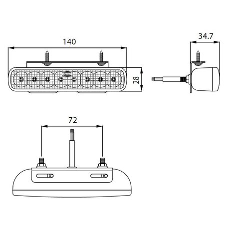 Led Flitser met Bevestigingsbeugel Wit