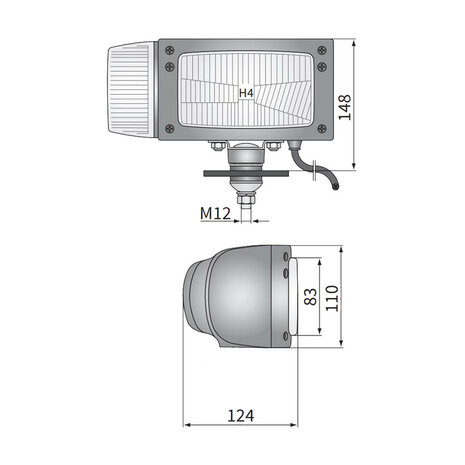 Wesem Koplamp REPR1 Opbouw Links 12V