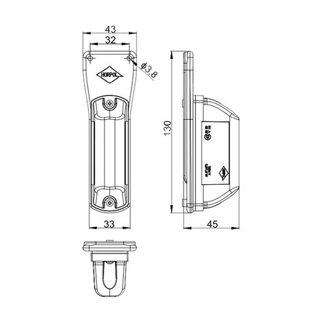 Horpol LED Markeringslamp 12-24V 2-Functies + 0,5m Kabel Rechts LD 731/P