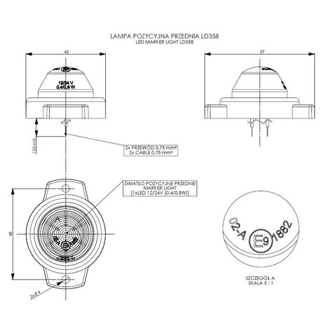 Horpol LED Markeringslamp Wit Rond LD-358