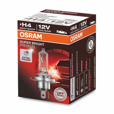 Osram H4 Halogeenlamp 12V 100/90W Super Bright Premium P43t