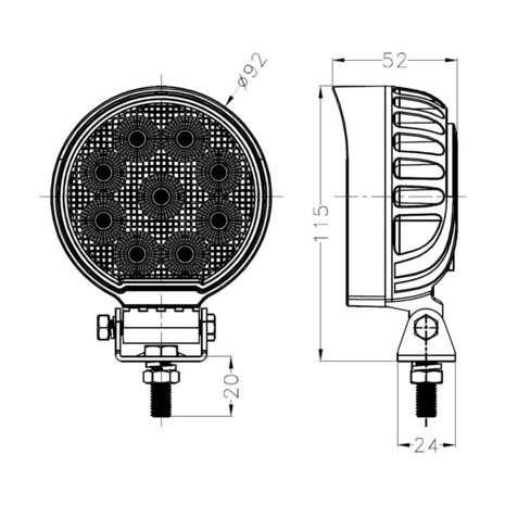 WERAM 27W LED Werklamp Rond Mini 2160LM