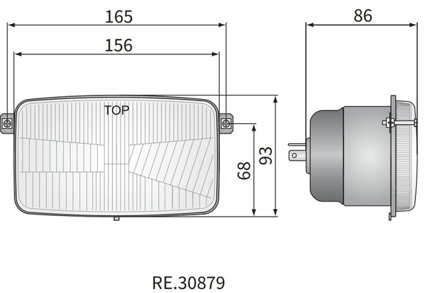 Koplamp H4 156x93x79 2-punts bevestiging