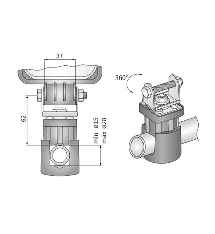 Werklampklem 3D Draaibaar Ø15-28mm