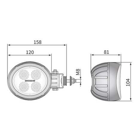 LED Werklamp CRV2-FF 1500LM Zijbevestiging + Deutsch-DT