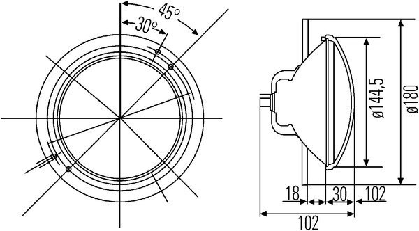 Hella Koplamp Universeel Ø144 5mm 12V R2 | 1A3 003 370-041