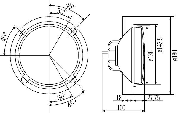 Hella Koplamp Universeel Ø144 5mm 12V H4 | 1A3 003 370-067