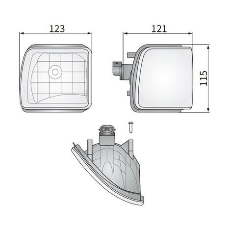 Inbouw Werklamp John Deere Rechts 123x115x121mm