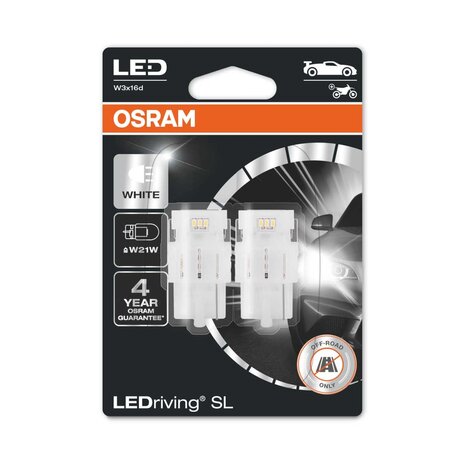 Osram W21W LED Retrofit Wit 12V W3x16d 2 Stuks