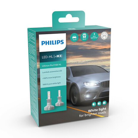 Philips H3 LED Koplamp 12/24V 12W 2 Stuks