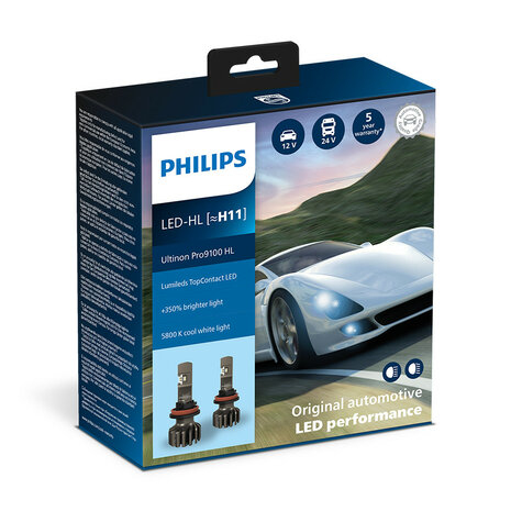 Philips H11 LED Koplamp 12/24V 16W 2 Stuks