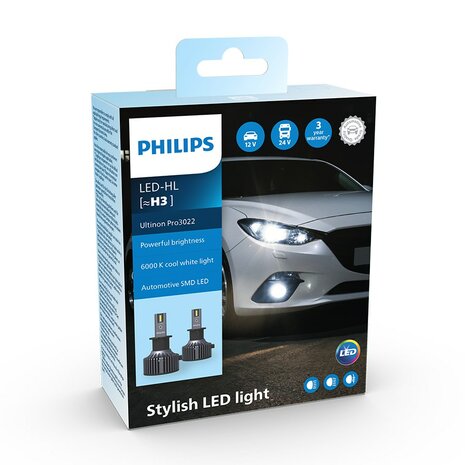 Philips H3 LED Koplamp 12-24V Ultinon Pro3022 Set