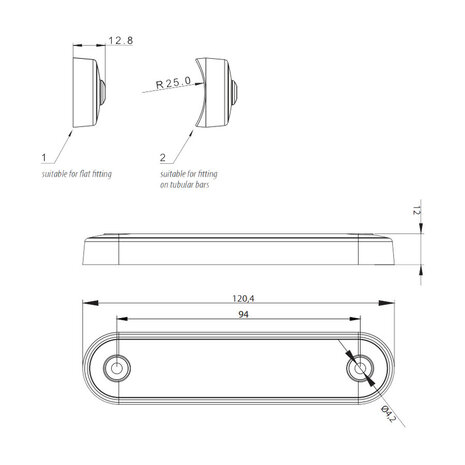 Fristom LED Markeringslamp Wit Dark Look Lang FT-073