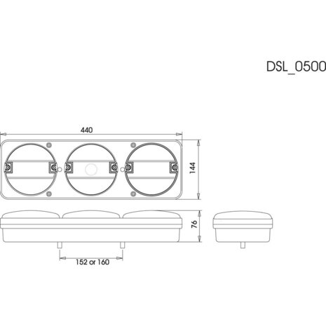 Led Achterlicht Rechthoekig 5 Functies + Achteruitrijlamp Zijkantmontage Rechts