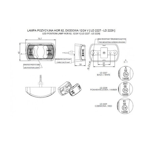 Horpol LED Markeringslamp Oranje Klein model LD-2228