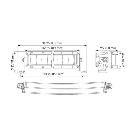 Hella Black Magic Double Curved LED Lightbar 30" 76CM | 1GJ 358 197-611