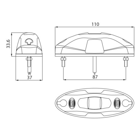 LED Markeringslamp 3-Functies 10-30V met Connector