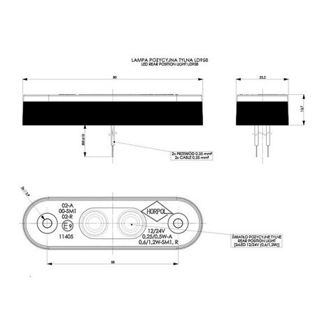 Horpol LED Markeringslamp Rood Ovaal LD-958