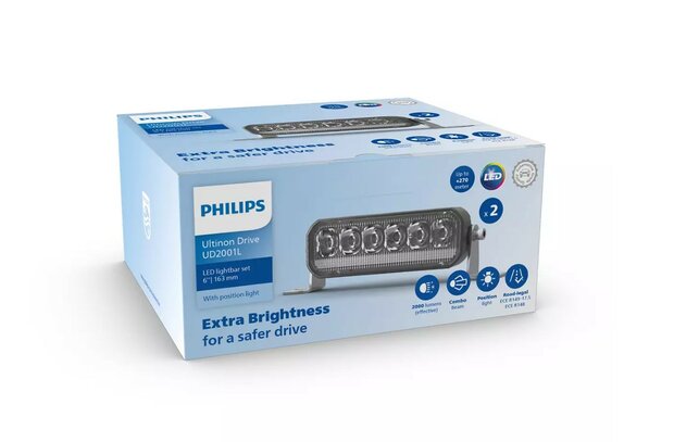 Philips Ultinon Drive 2001L LED Lightbar + Stadslicht 6" 2 Stuks
