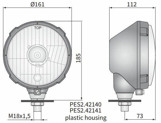 koplamp Ø161x115 H4 Rechts