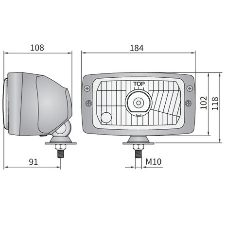 Koplamp H4 184x102x108mm Incl 12V Lampjes