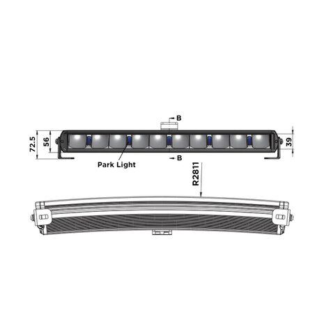 Boreman LED Lightbar Curved + Stadslicht Wit of Oranje 44"