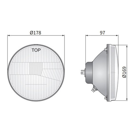 Koplamp Rond Ø178mm / 7 Inch H4 Inbouw