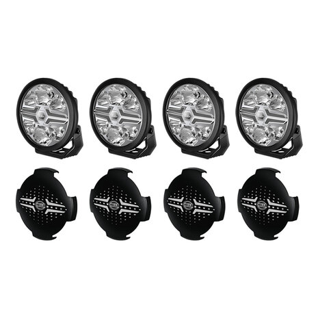 SET 4x Hella LED Verstraler Blade 7" Zwart + Beschermkappen