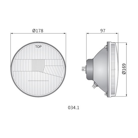 Koplamp Rond Ø178mm R2 Inbouw 7 Inch